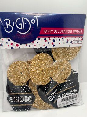 Big Dot Party Decoration Swirls Set Of 40 Gold Glitter & #HOCO Design